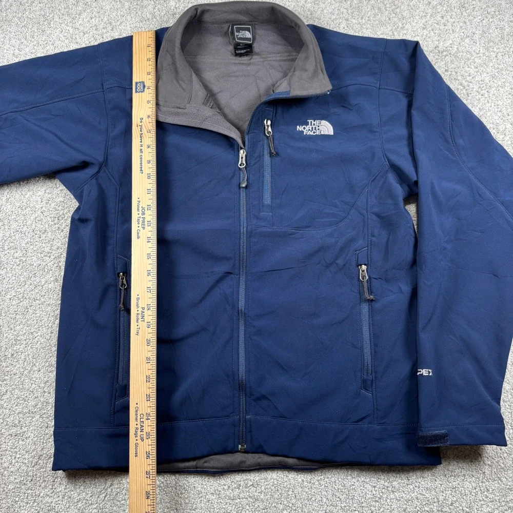 The North Face Apex Softshell Jacket Mens Medium Navy Blue Full Zip Fleece Lined